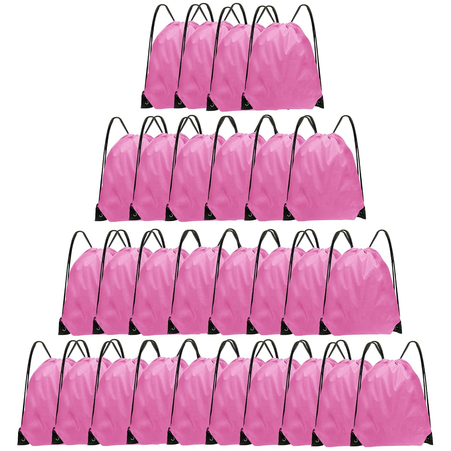 Grneric Drawstring Backpack Bulk 28 PCS Drawstring Bags String Backpack Cinch Bag Sackpack for Men Women Gym (Pink)