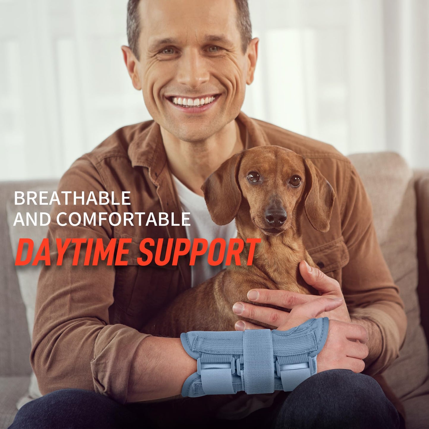 FEATOL Carpal Tunnel Wrist Brace Night Support- Pain Relief Tendonitis, Sprained，Arthritis, Carpal Tunnel Syndrome -Metal Splint Stabilizer With Hand Brace -FOR Sleeping Work Women Men -Left(S/M)