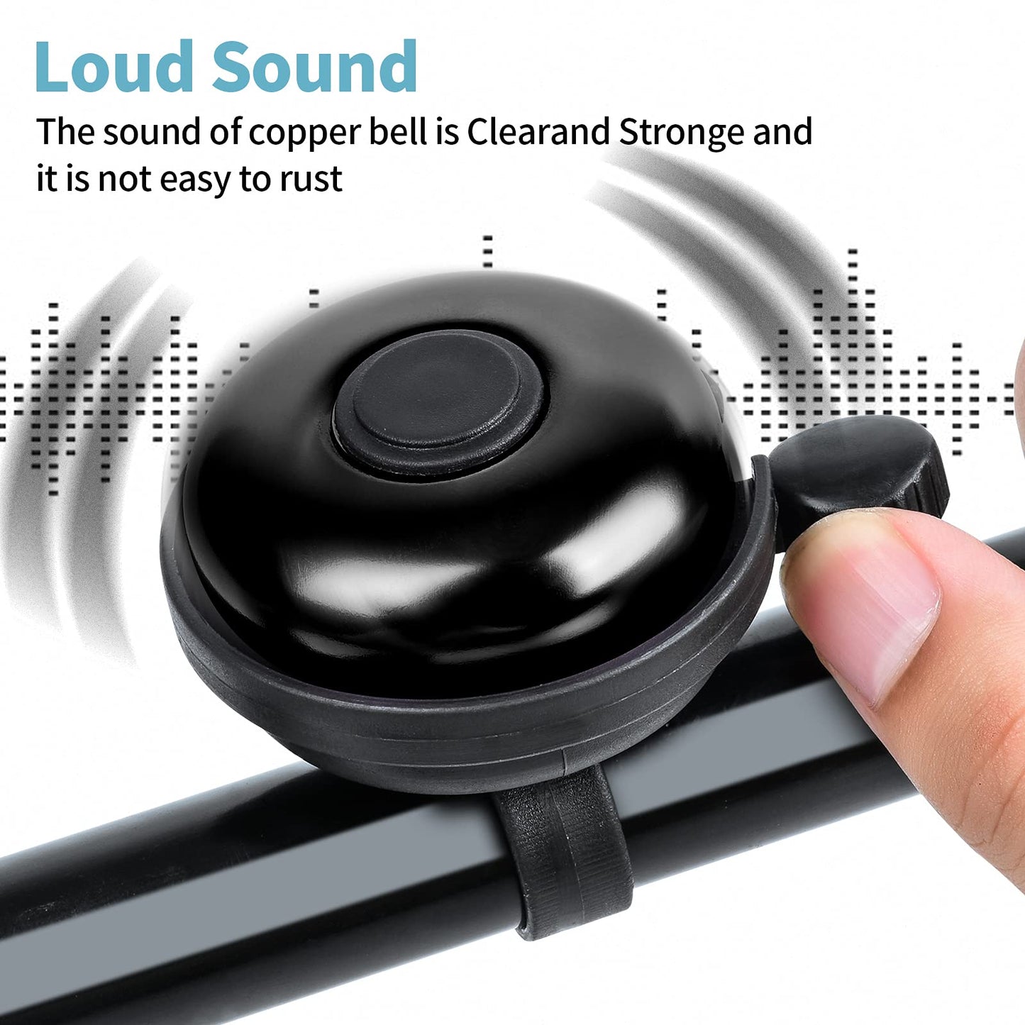 Xthuge Classic Bike Bell, Aluminum Bicycle Bell, Loud Crisp Clear Sound Bicycle Bike Bell for Adults Kids(Red, Black-Right Hand Use-2 Pack)