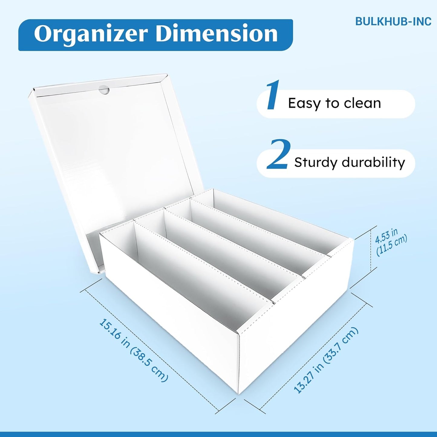 Trading Card Storage Box 3200 Count - Cardboard Organizer for Sports & TCG Cards | White with Dividers