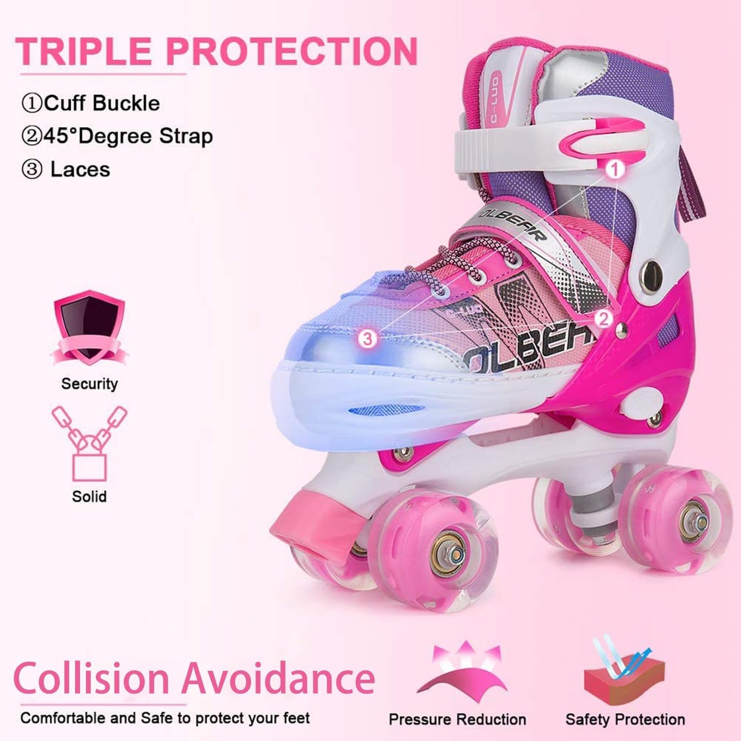 Sowume Adjustable Roller Skates - Illuminating Fun for Girls & Women | Safe, All 8 Wheels Shine