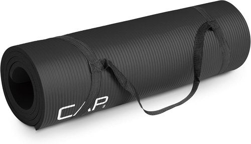CAP Barbell Yoga Mat - 1/2-Inch High Density with Strap | Multiple Color Options Available