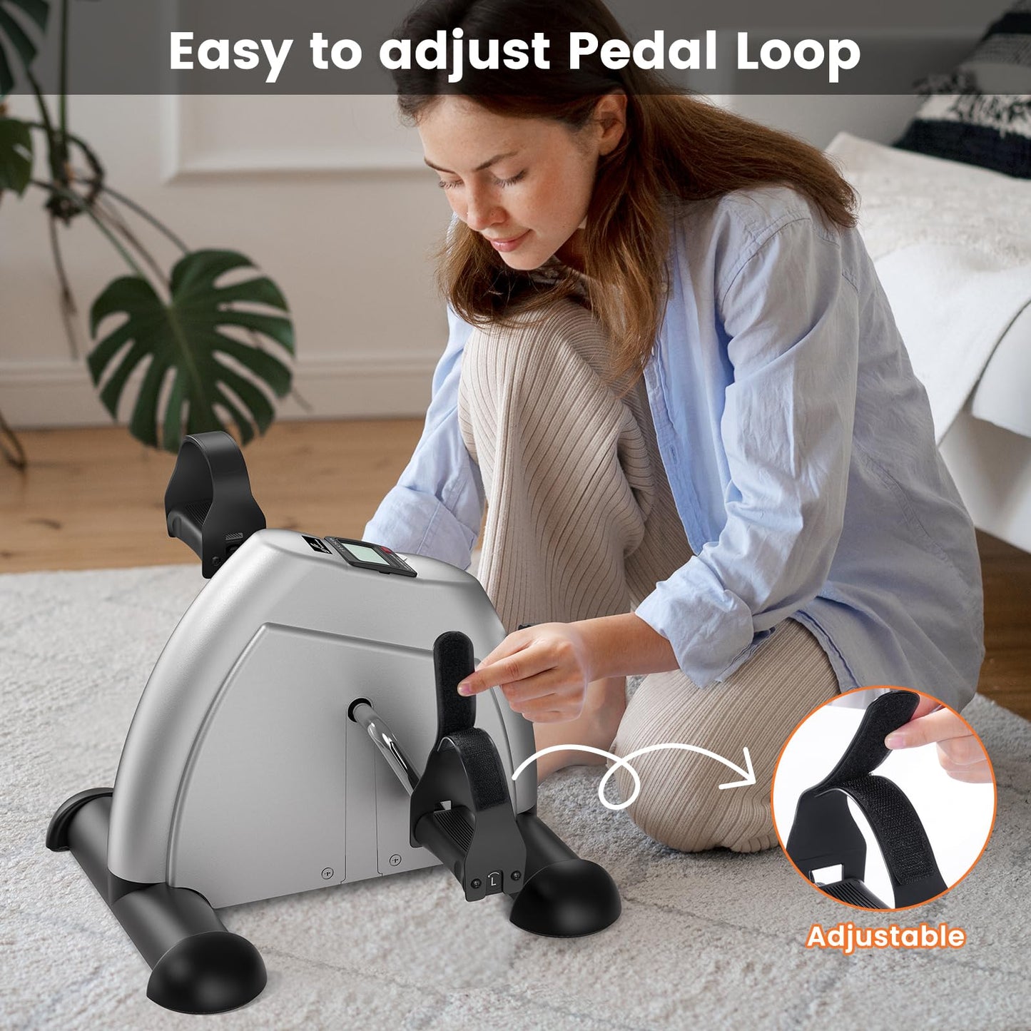 Sportneer Under Desk Bike Pedal Exerciser: Mini Exercise Bike Portable Peddler Sitting for Seniors with LCD Display Arm & Leg Bike Pedals Exerciser with Anti-Skid Mat for Home Office (Silver Black)