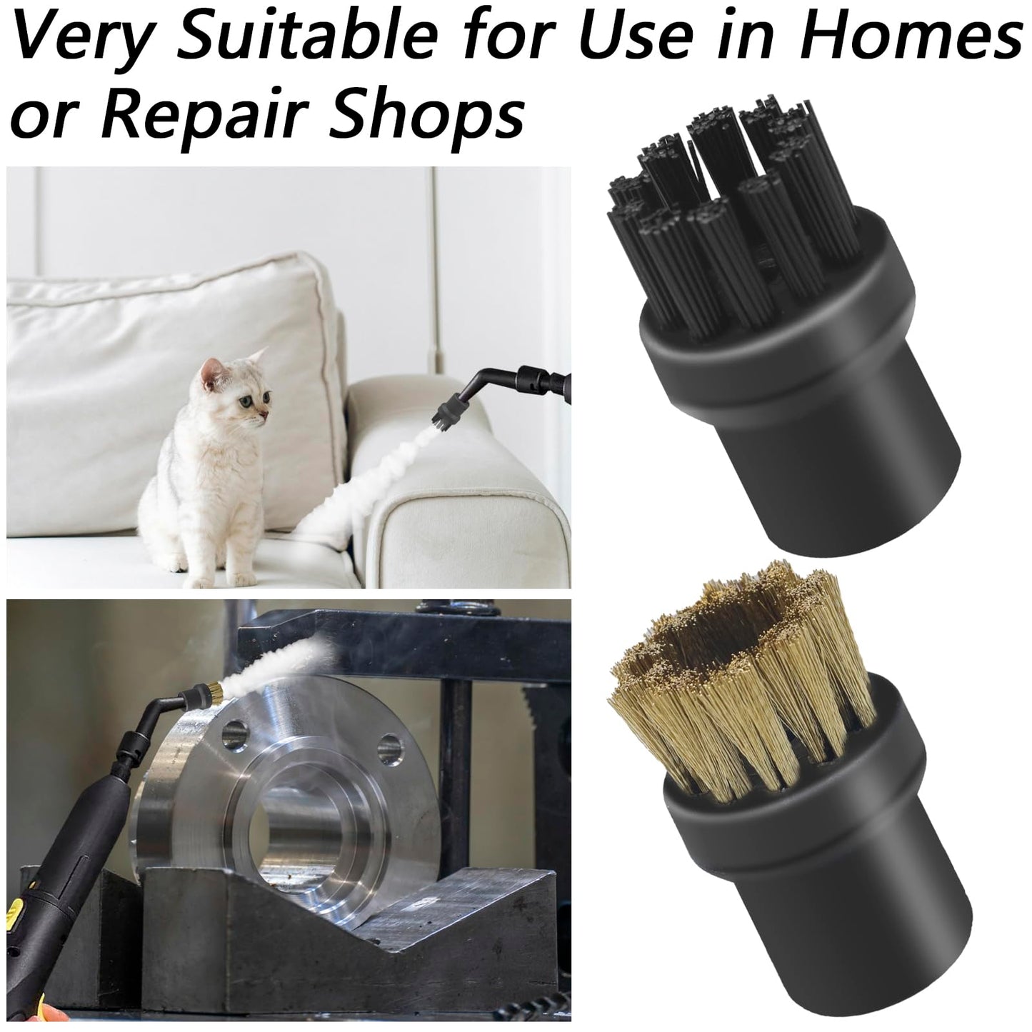 Steam Cleaner Attachments, 5 PCS Steam Cleaner Brush Head, Brass Brush Head Accessories for Karcher SC1 SC2 SC3 SC4 SC5 SC7 CTK10（2 PCS Brass Brushes + 3 PCS Nylon Brushes）