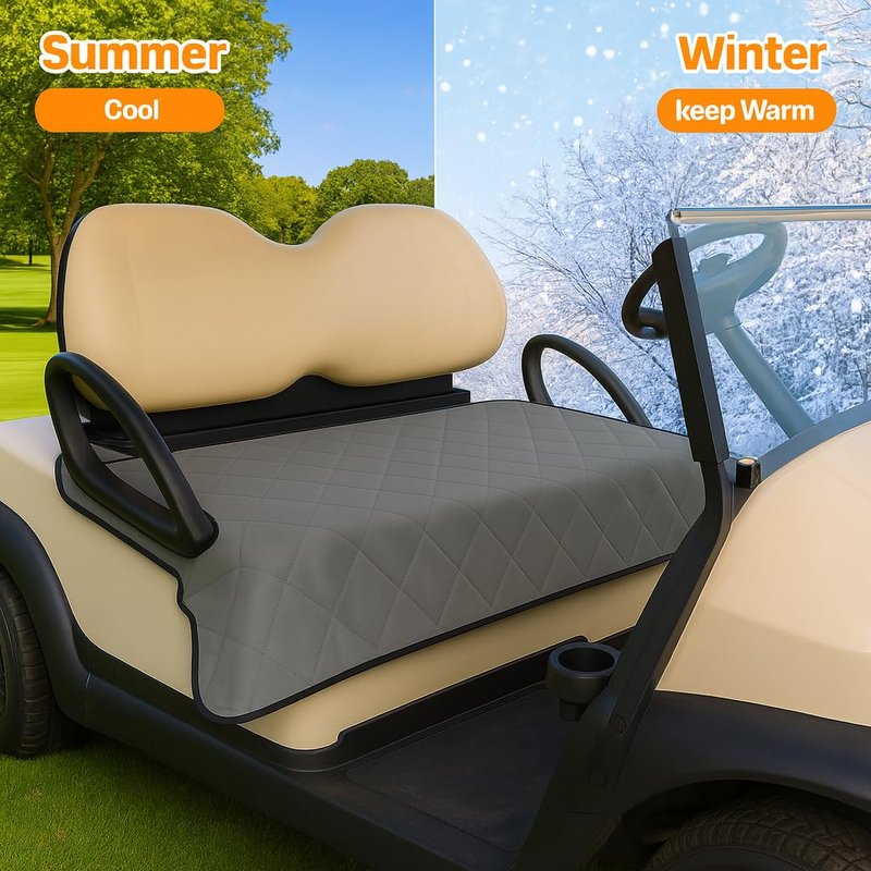 ThermoHalo Golf Cart Seat Covers, Universal Golf Cart Seat Towel Blanket Nonskid Bottom Fits for EZGO, Yamaha, Club Car and More 2 Person Seats Golf Carts (A)