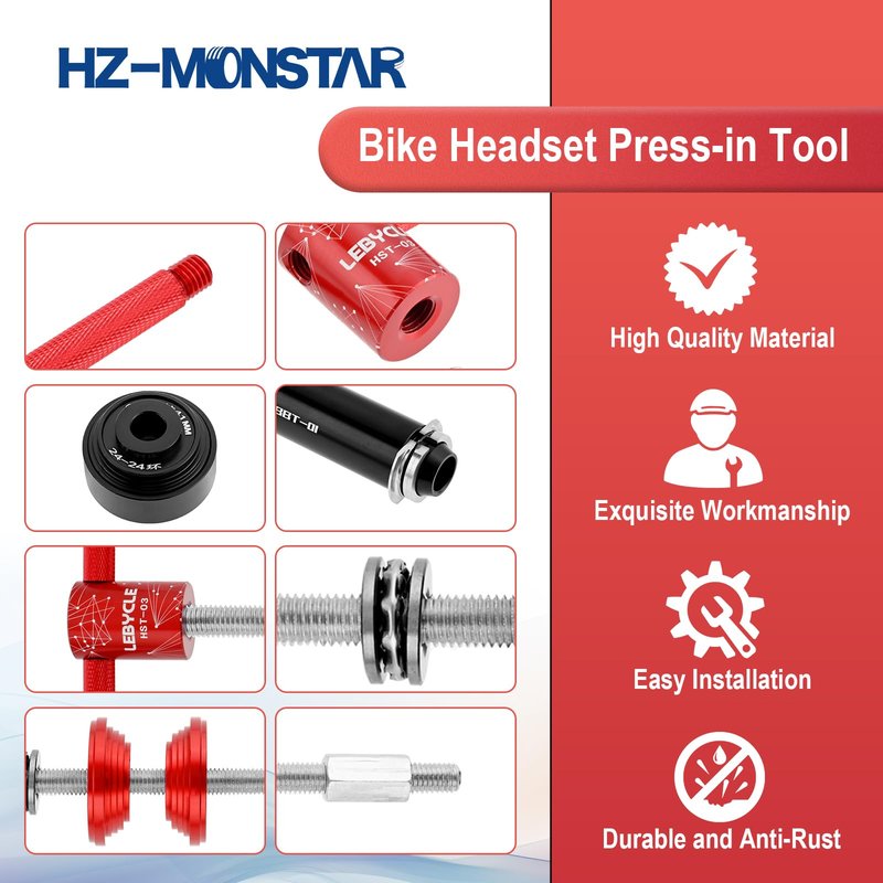 HZ-MONSTAR Bicycle Headset Press Tool Installation Tools, Bicycle Headset Bearing Press-in Tool, Bike Headset Cup and Bottom Bracket Press Installer Kit Replacement for BB73 BB86 BB30 BB91 BB92 PF30