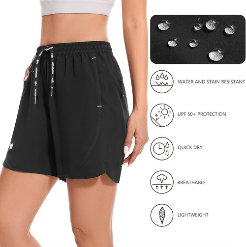 BASSDASH Women's 5” Fishing Shorts - UPF 50+ Water Resistant Quick Dry Athletic Design with Pockets