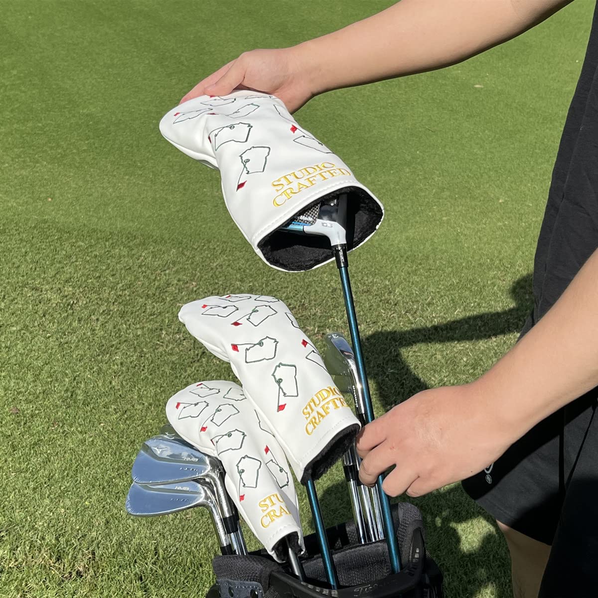 Studio Crafted Augusta Georgia Golf Driver Fairway Woods Hybrid Headcover Whte (Driver Cover)