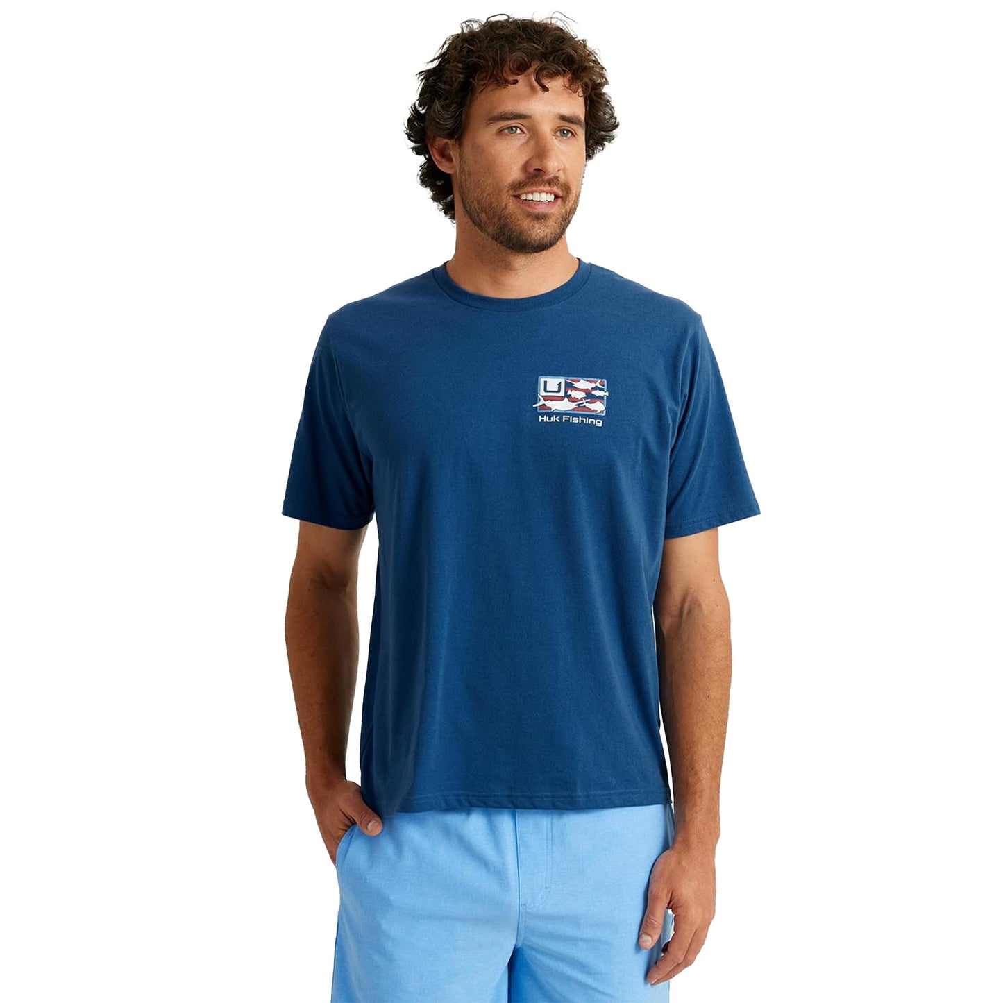 HUK Mens Fishing Graphic Tee, Performance Short Sleeve, Quick-Dry, Trophy Flag - Set Sail, Small