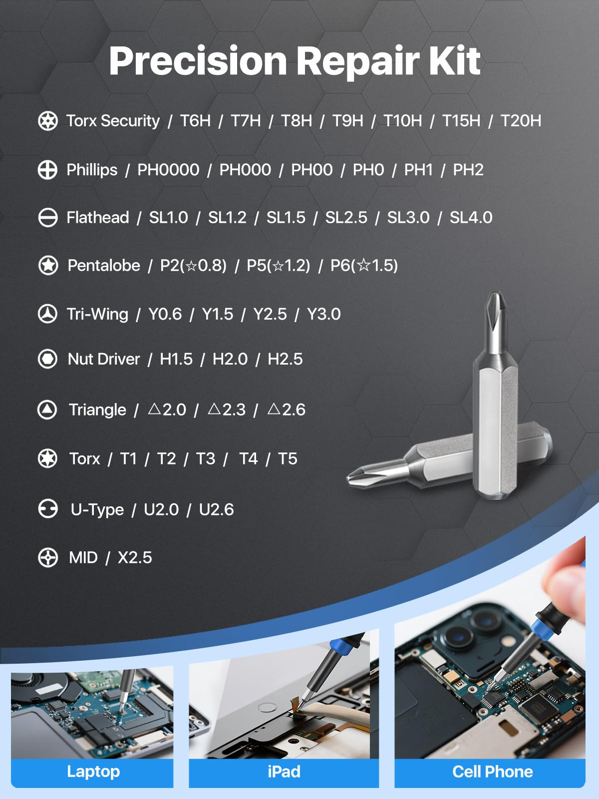 52in1 Precision Screwdriver Set, [S2 Alloy Steel] Small Screw Driver, Mini Repair Kit, PC Accessories, PS4/PS5 Cleaning Kit, Tiny Tool, Fit MacBook, Computer, Laptop, Watch, Eyeglass, Ring Doorbell