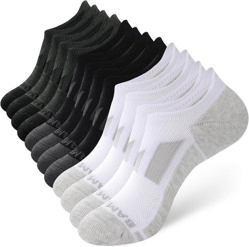 BAMBOO COOL Men's No-Show Socks - Breathable, Moisture-Wicking, Non-Slip | 6-Pack for Running & Workouts