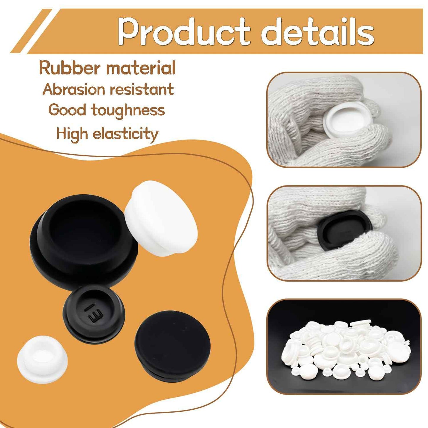 zDwfDc 125PCS 8 Sizes White Rubber Plug Silicone Plugs for Round Holes, 1" 3/4" 5/8" 1/2" 3/8" 5/16" 1/4" 1/5" Round Hole Plugs Snap Locking, Used for Furniture DD028-w