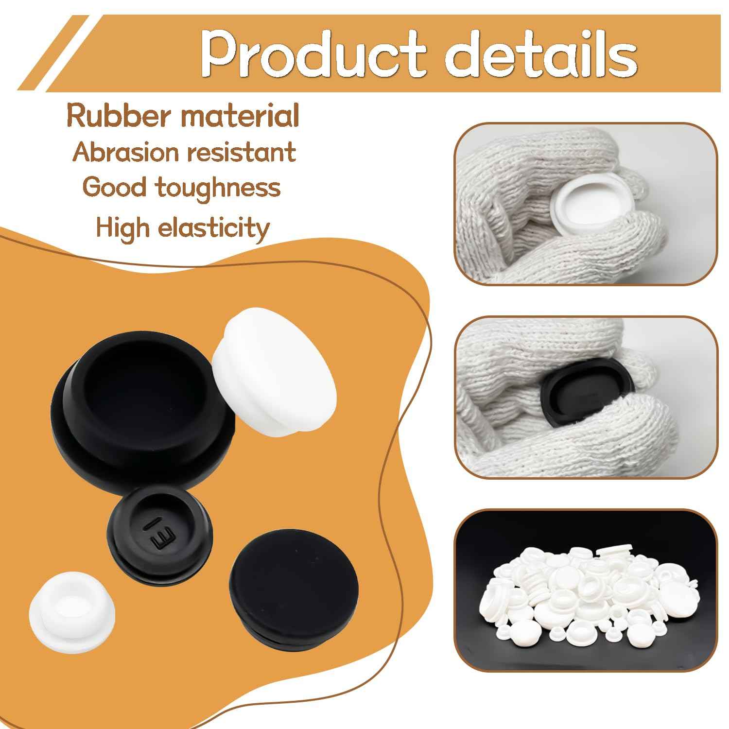 zDwfDc 125PCS 8 Sizes White Rubber Plug Silicone Plugs for Round Holes, 1" 3/4" 5/8" 1/2" 3/8" 5/16" 1/4" 1/5" Round Hole Plugs Snap Locking, Used for Furniture DD028-w