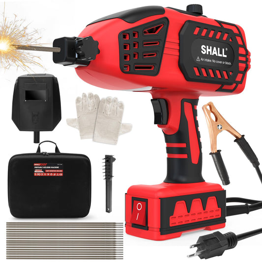 SHALL Portable Electric Welding Machine, 110V Handheld ARC Welder with IGBT Inverter, 0-120 Amp Adjustment Current for 1/16''-1/8'' Welding Rods