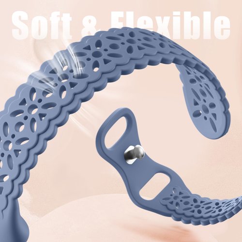 Maledan Floral Engraved Bands Compatible with Fitbit Charge 5 Band/Fitbit Charge 6 Band for Women, Charm Lace Silicone Soft Sport Watch Bands Bracelet Straps for Fitbit Charge 5/ Charge 6 Accessories