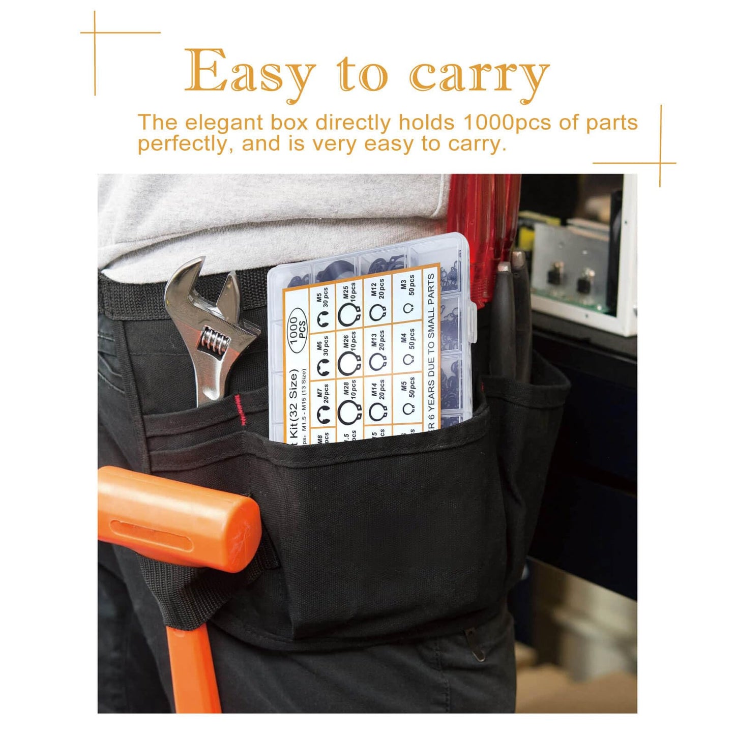 1000Pcs C Clips Assortment (M3-M28 19 Sizes) & E Clips Assortment Set (1.5mm-15mm 13 Sizes) | Black Carbon Steel Snap Rings Kit | Retaining Clip, Circlip, Fix-Rings for DIY/Industrial