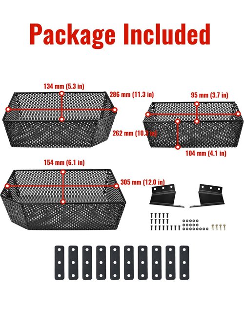 LUXEMOTO Golf Cart Inner Front Storage Basket for Club Car, Large Compartments Combined Storage Mesh Basket Heavy Steel Dash Tray Organizer for Club Car Tempo 2025 Accessories
