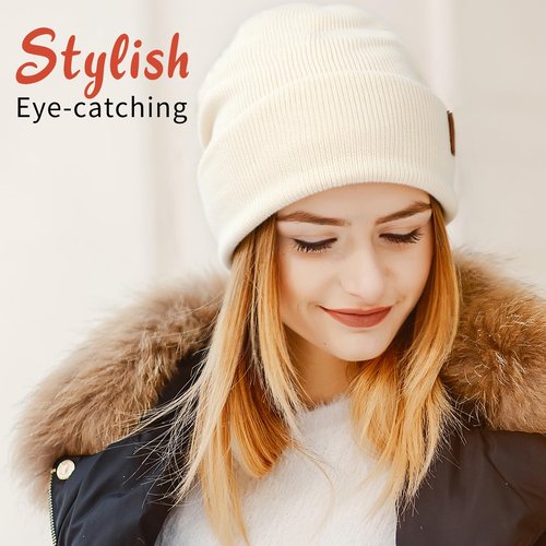 OLIKER 3 Pack Beanie for Men Women, Winter Double Layer Warm Knit Cuffed Hat Stylish Slouchy Skull Cap for Cold Weather (US, Alpha, One Size, Beige+Brown+Black)