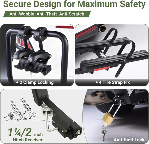 Bike Rack for 2 Bikes - Skiennix Heavy-Duty 100 lbs Capacity | Fits 16-29'' Bikes, Tilting & Folding Design