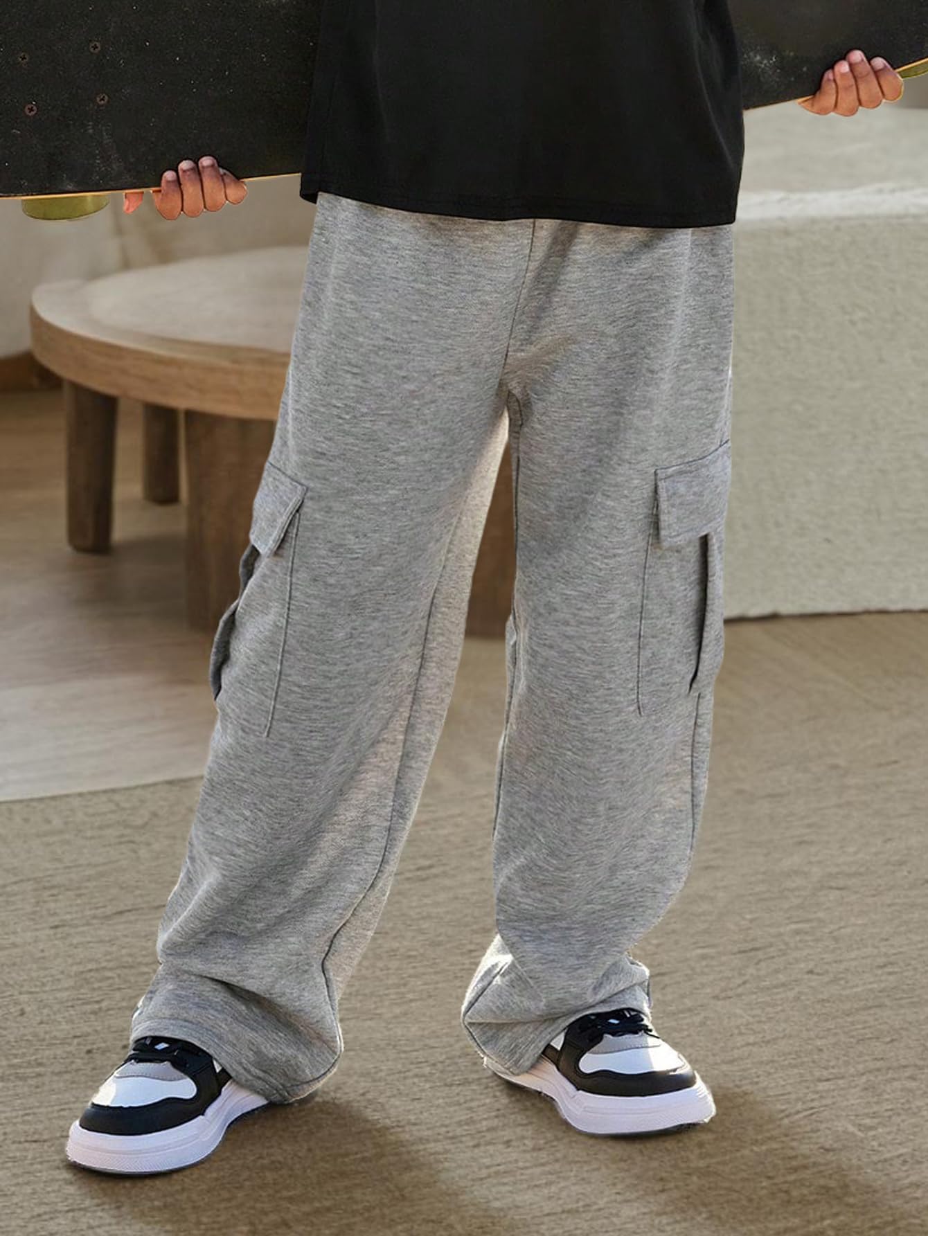 Ltvoo Boys Baggy Pants Casual Cargo Pants Elastic Waist Loose Sweatpants Workout Jogging Trousers with Pockets for 7-14Y (11-12 Years)