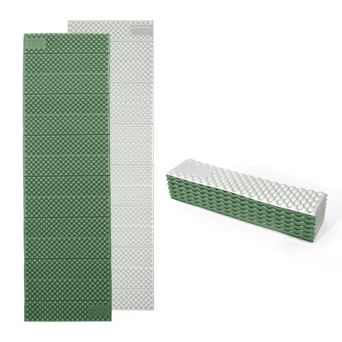 YIKI Closed Cell Foam Sleeping Pad for Camping, 72.8x22 inch, Ultralight Foldable Foam Sleeping Mat with Heat Reflective Layer, Waterproof Backpacking Pad for Hiking, Tent, Outdoor Use, Green