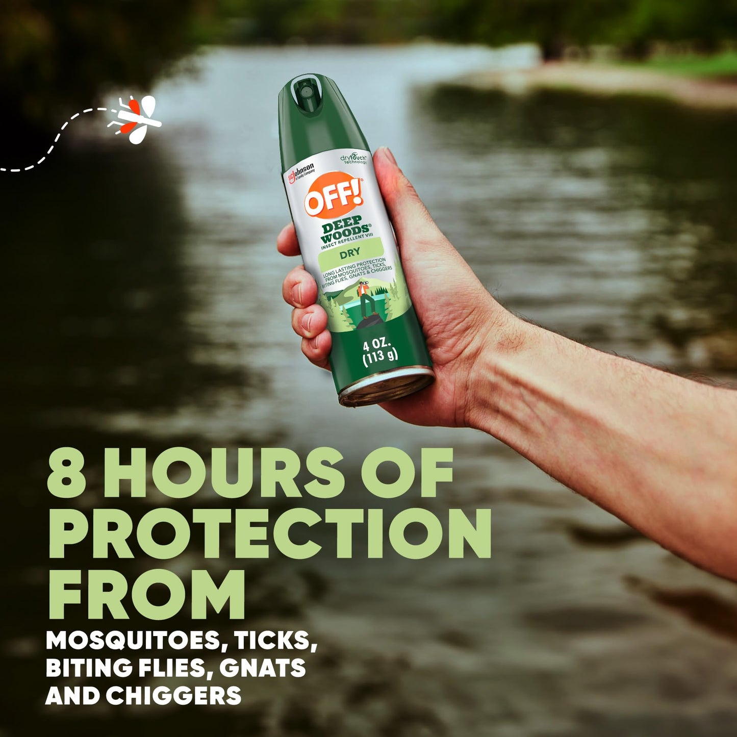 OFF! Deep Woods Dry Bug Spray Insect Repellent VIII Long Lasting Outdoor Protection from Mosquitoes and Ticks 4 Ounce (Pack of 6)