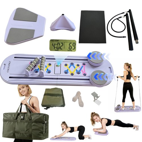 COLTUPWZ Pilates Reformer,Mini Portable Foldable Pilates Board for Home Workout,Multifunctional Pilates Reformer Sets for Women