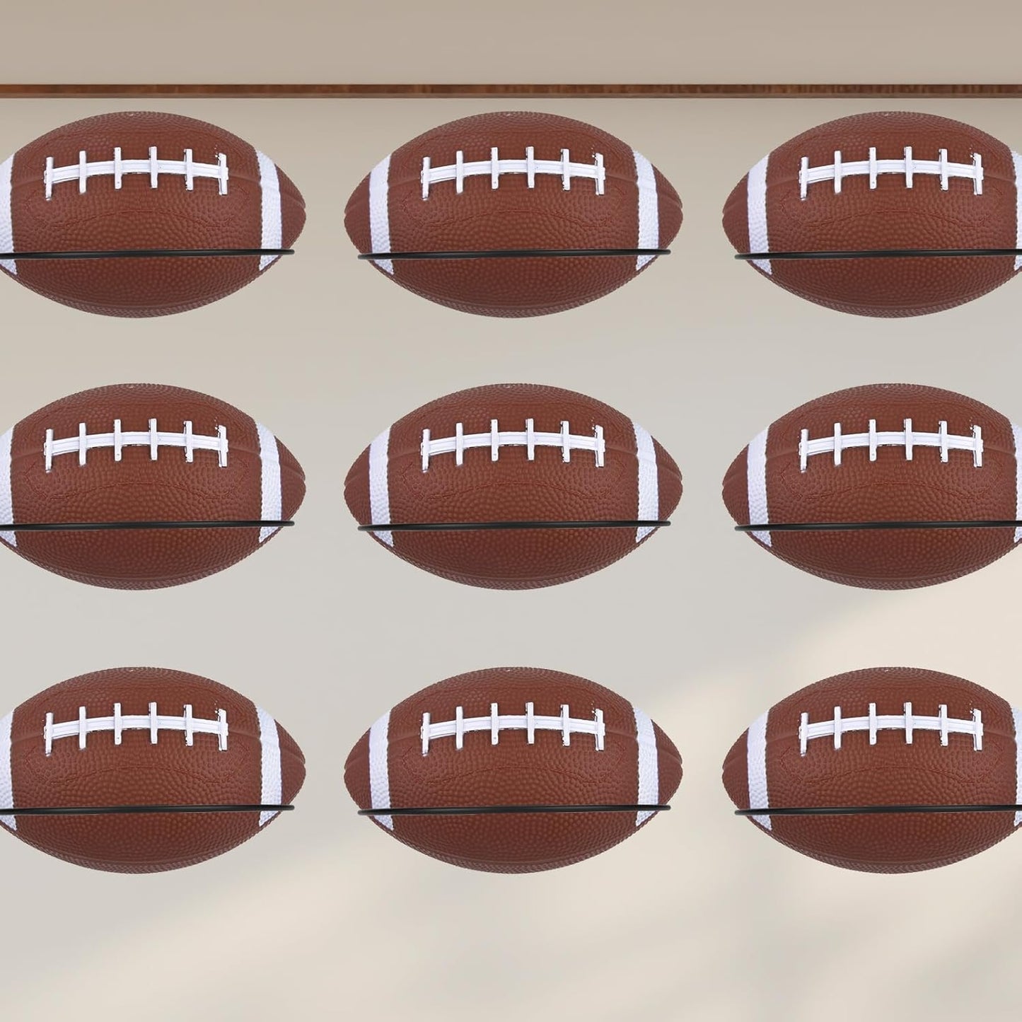 Skiennix Football Wall Mounts - 6-Piece Metal Display Stand for Sports Balls | Ideal for Room Decor & Garage Organization