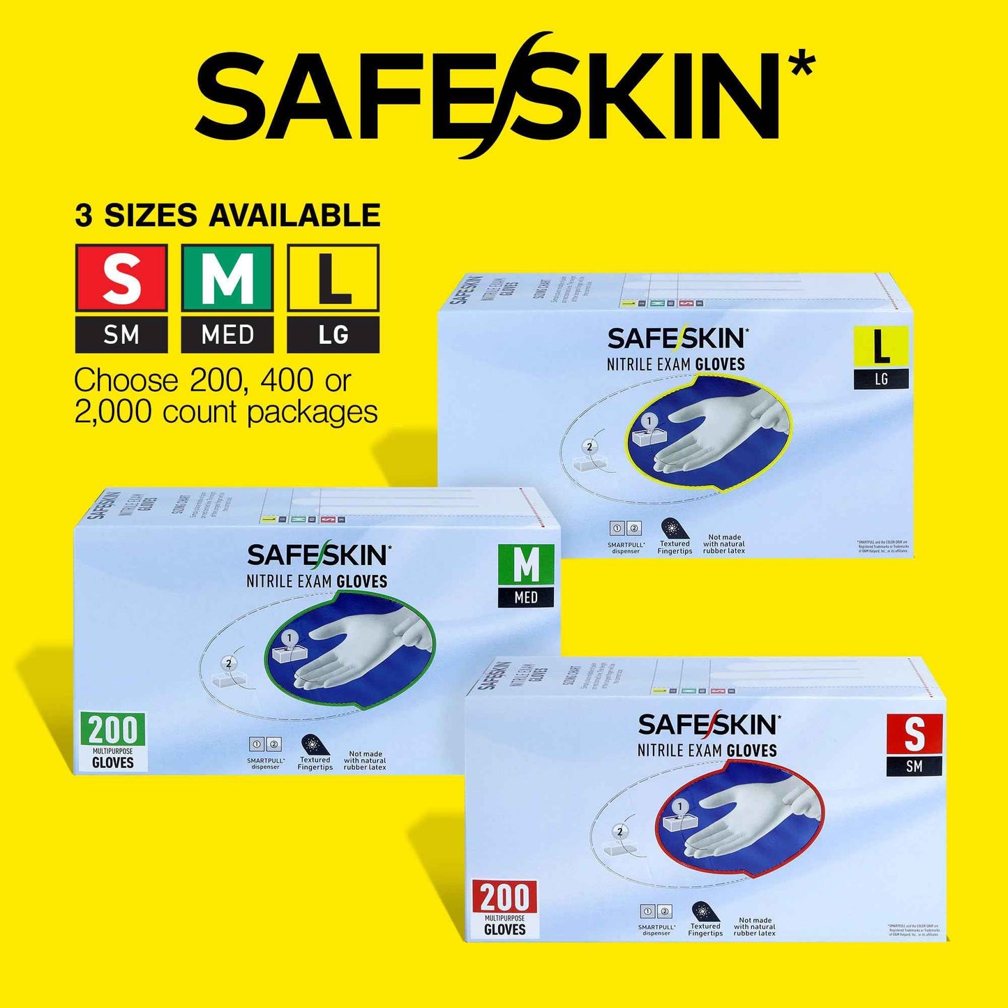 SAFESKIN Nitrile Exam Gloves - Disposable Powder Free Nitrile Gloves for Medical, Dental, Chemotherapy, Cleaning, Cooking, Food Prep, Auto - 3.5 mil Box 200, Size Medium