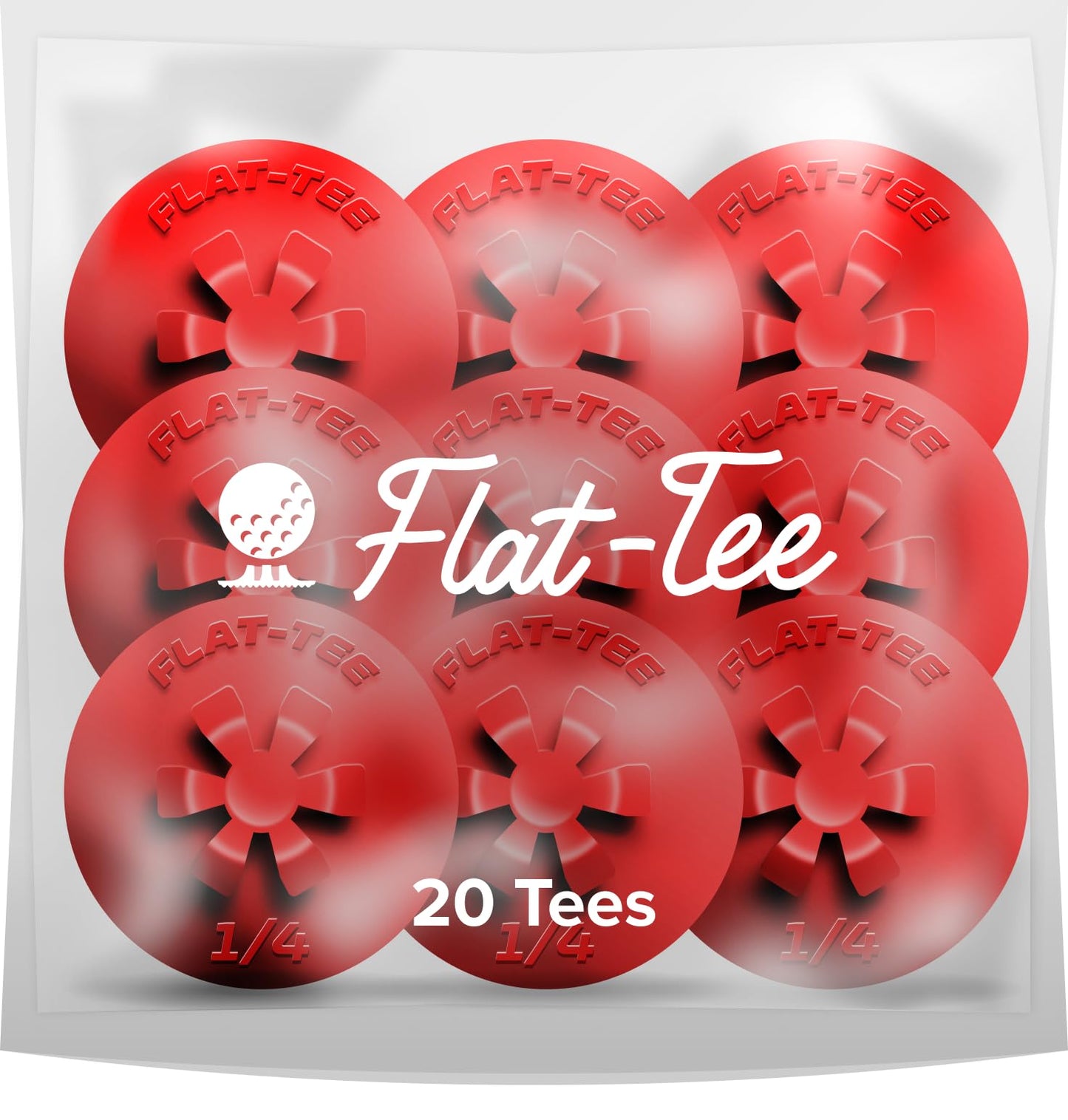 Flat-Tee Golf Tee (1/4" & 3/16" (4.76mm & 6.35mm), Red/White/Blue)