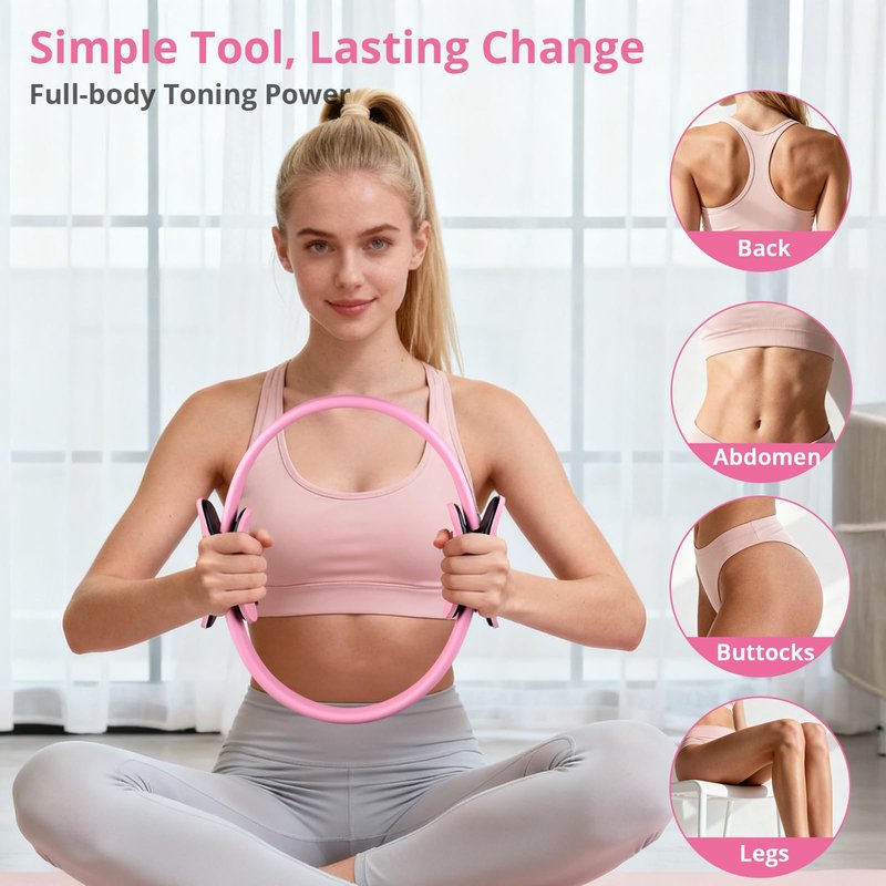 euphobay Pilates Essentials Kit for Women, Home Workout Pilates Kit with Ring, Mini Ball, Resistance Bands, Yoga Strap & More, Beginner Pilates Starter Kit for Toning, Strength & Flexibility