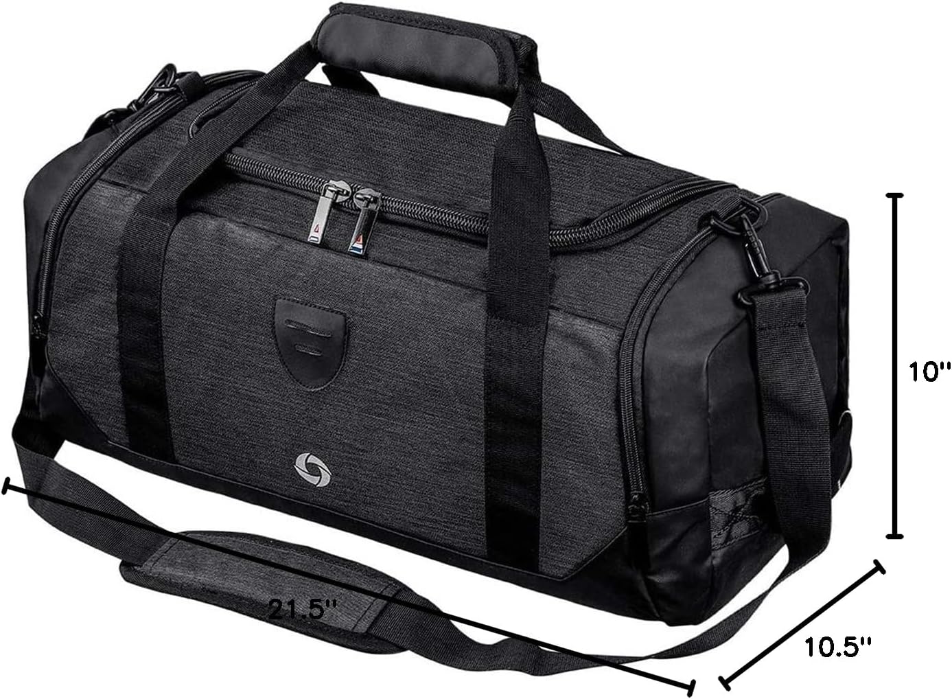 Skiennix Gym Duffle Bag - Waterproof Sports Duffel with Shoe Compartment | Black Travel Weekender for Men & Women