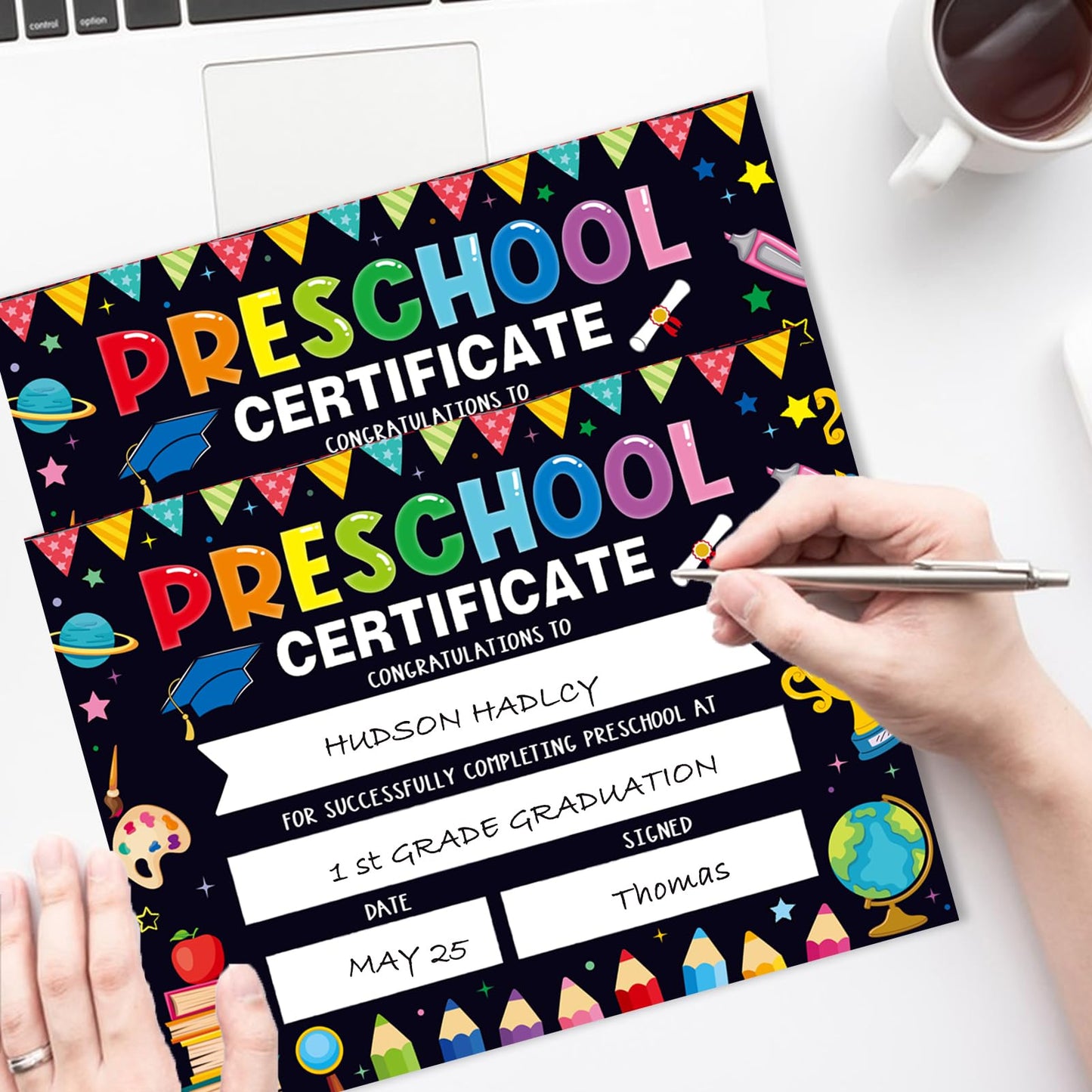30 Pieces Preschool Graduate Certificates Colourful Kindergarten Diplomas