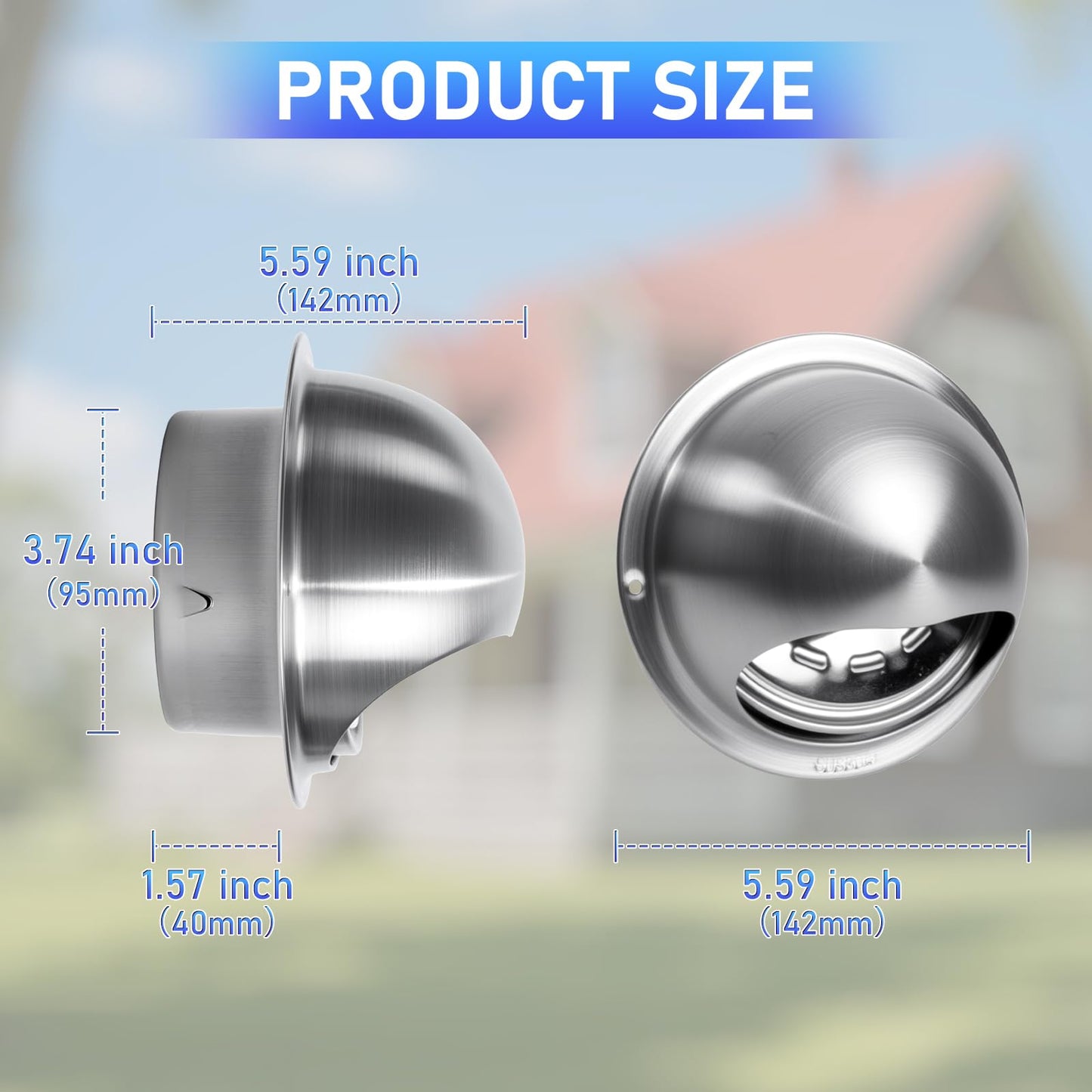 TOYIEW 4 inch Dryer Vent Cover Outside, Stainless Steel Round Wall Vent Cover, Dryer Exhaust Vent for BathRoom, Office, Home, Air, Hvac System