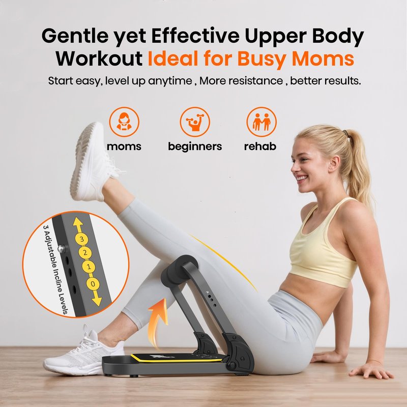 ZIWWVY Foldable Ab Machine - Adjustable Sit Up Bench for Home Gym, 300lb Capacity, Portable Core Workout Equipment