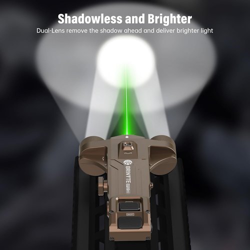 Brinyte XP22 MK3 Tactical Flashlight - 1600 Lumens Dual-Head with Green Laser | Shockproof & Rechargeable