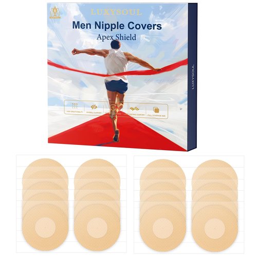 LUXYSOUL Men Nipple Covers for Running 132Pcs Anti Chafing Tape for Marathon - No Show Sweatproof Protection