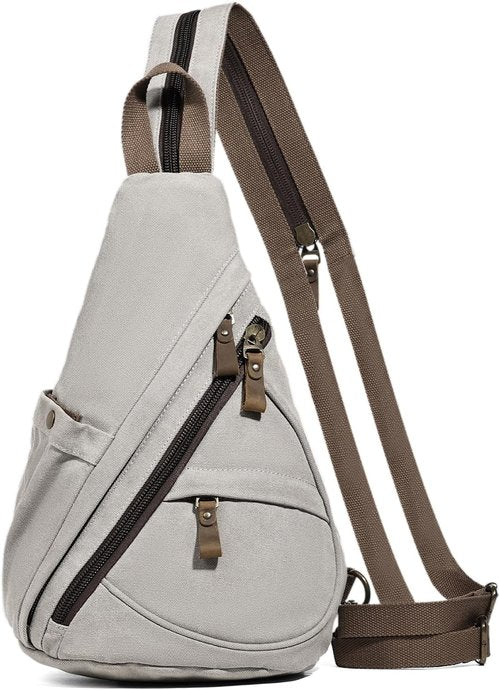 KL928 Canvas Sling Bag - Versatile Crossbody Backpack for Men & Women | Large Size in Leaden Color