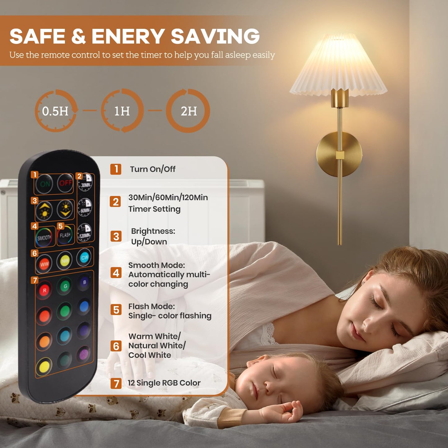 Wireless Wall Sconce Sets of 2, Pleated Shades Rechargeable Battery Operated Wall Sconce, Retro Industrial Gold Wall Lights Bathroom Vanity Sconces, Wall Mounted Lamps for Bedroom Living Room Kitchen