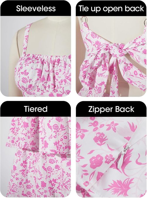 Fisoew Floral Maxi Dress - Casual Sleeveless Spaghetti Strap with Ruffle Tiered Design | Perfect for Summer