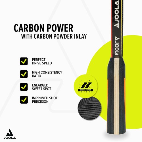 JOOLA Carbon Control Performance Ping Pong Paddle - Ergonomic Grip & Vibration Control | ITTF Approved, Red