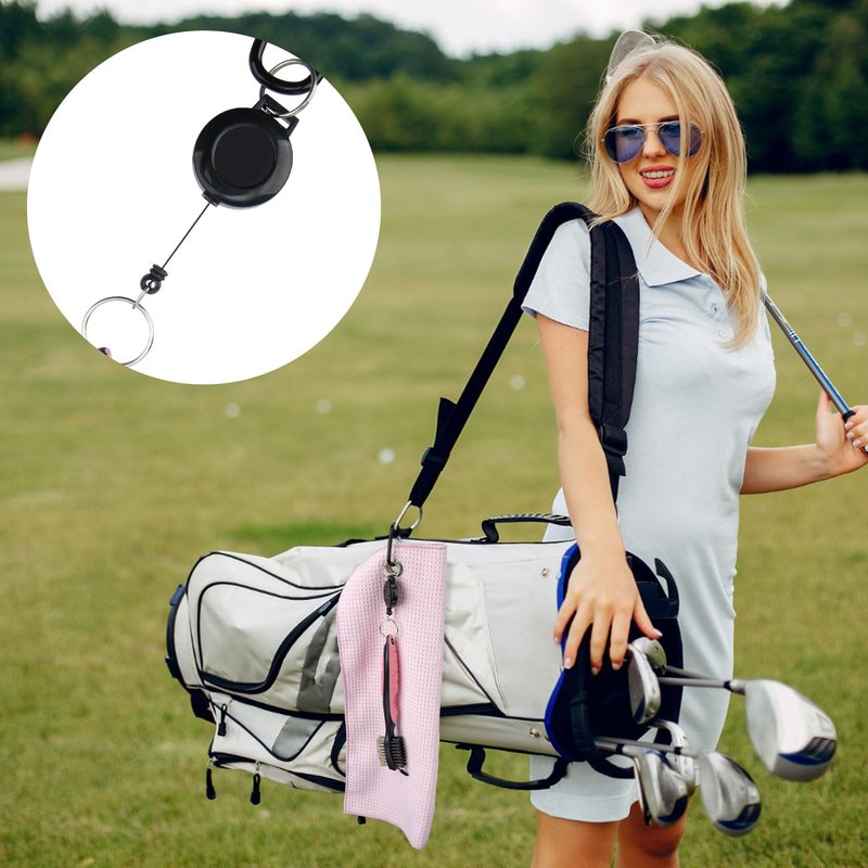 PAGOW Golf Cleaning Kit, Microfiber Golf Towels + Golf Club Groove Cleaner Brush + Foldable Golf Divot Tool, Women Men Golf Accessories for Golf Bags (Pink)