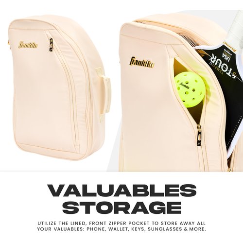 Franklin Sports Parker Pickleball Paddle Bag - (2) Paddle Bag for Pickleball Gear + Equipment - Compact with Shoulder Strap - Vanilla