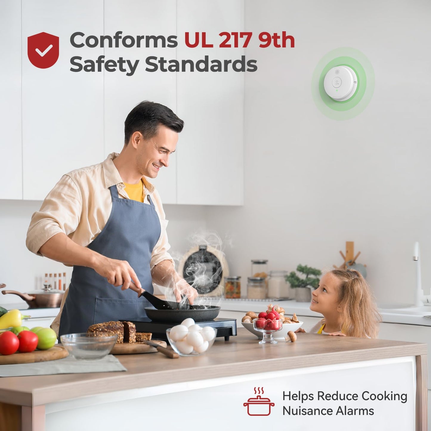 Siterlink Hardwired Interconnected Smoke Detectors,Photoelectric Smoke Alarm with 9V Battery Backup,Test/Silence Button, Hard Wired Fire Alarm for Home GS562A 1pack