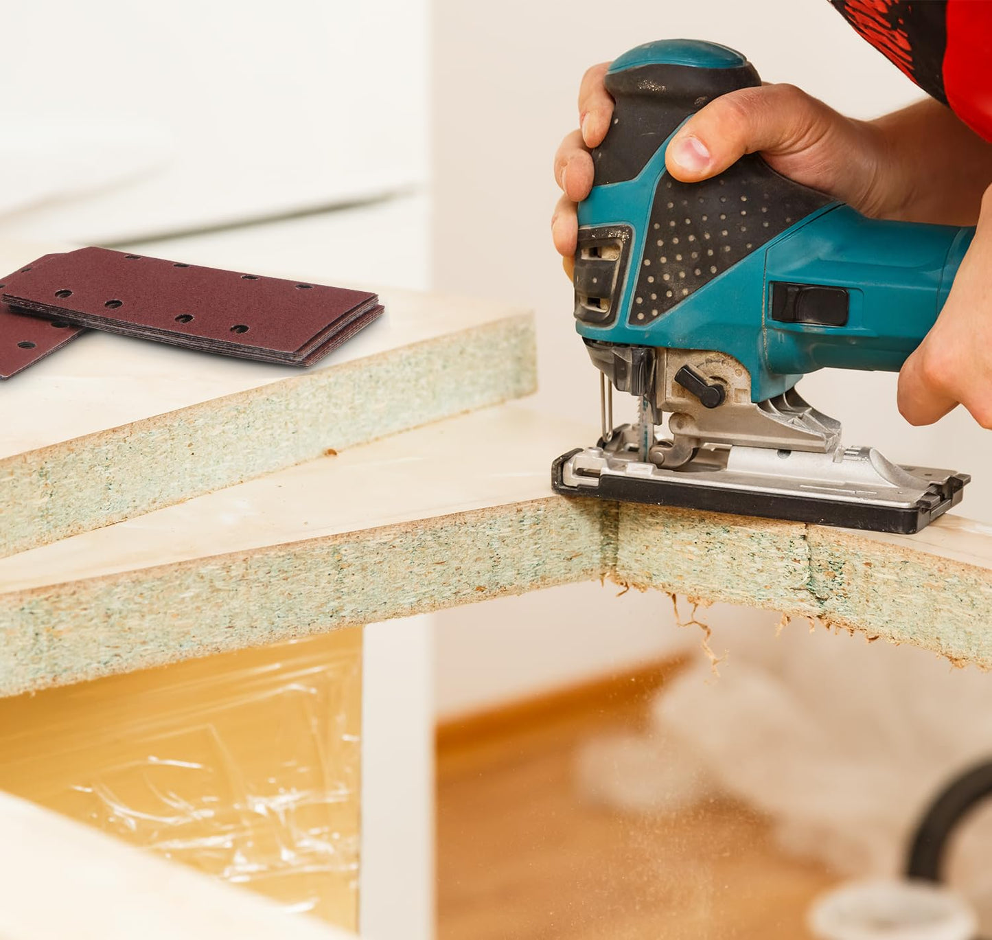 Sand Paper Sheets 40 PCS, 8 Holes Hook & Loop Sandpaper Sanding Sheet Assorted for 1/3 Sheet Sander, 60/80/120/180/320/600/800/1000 Grits Sandpaper for Wood Metal Crafts Plaster and Other Surfaces