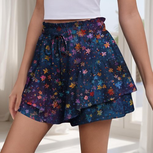 Domirica Flowy Skort for Women - Breathable High-Waisted Plus Size Beach Skirt | Stylish Drawstring Design