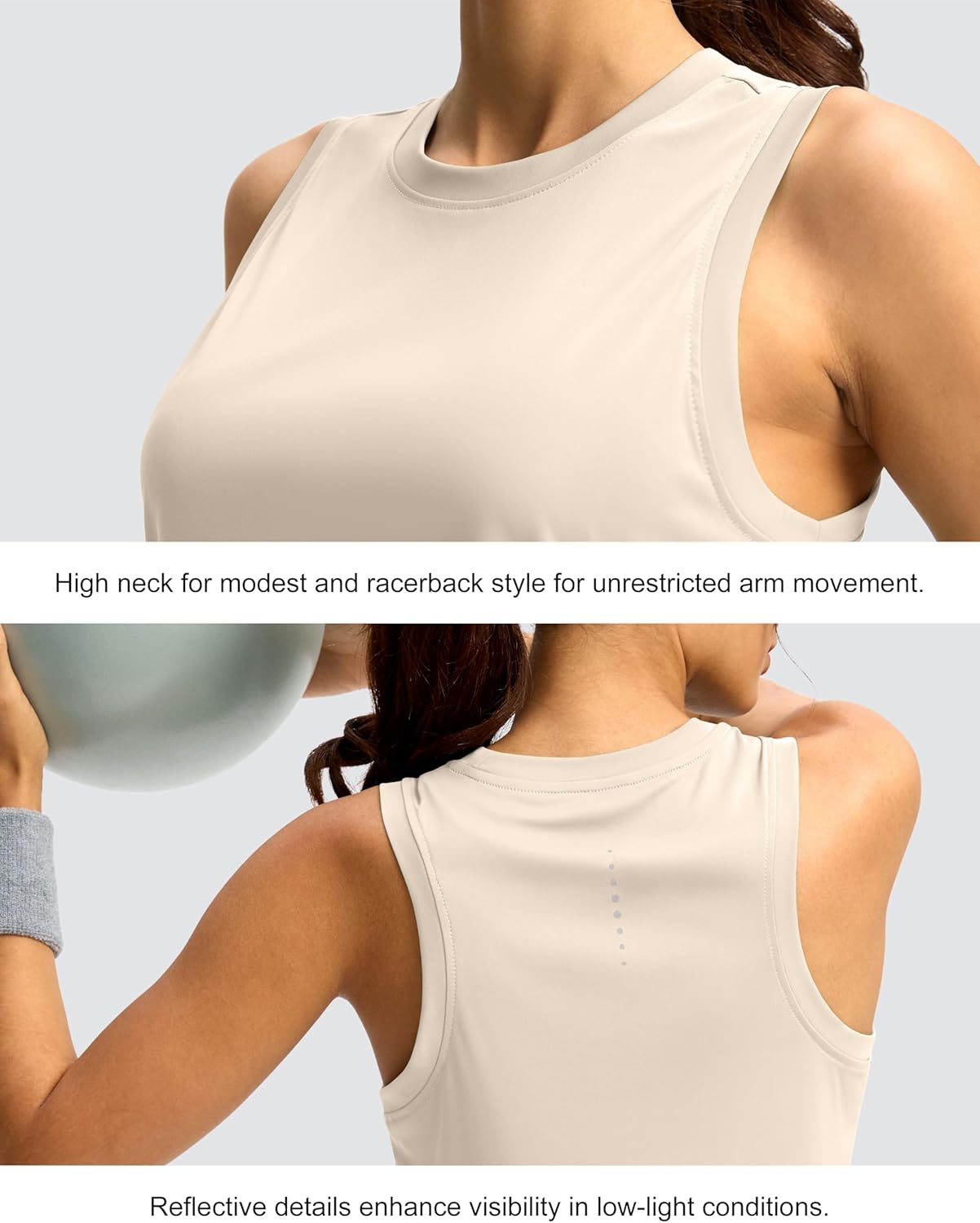 SANTINY Women's Sleeveless Workout Tops - Lightweight Racerback Tank for Yoga & Running