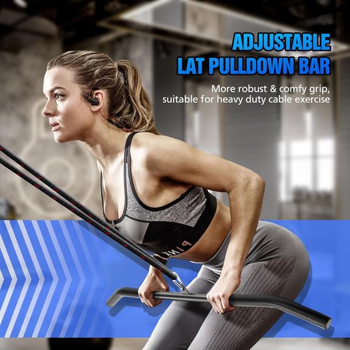 LAT Pulldown Bar Attachment - Non-Slip Handle for Strength Training | 39-Inch Gym Cable Machine Accessory