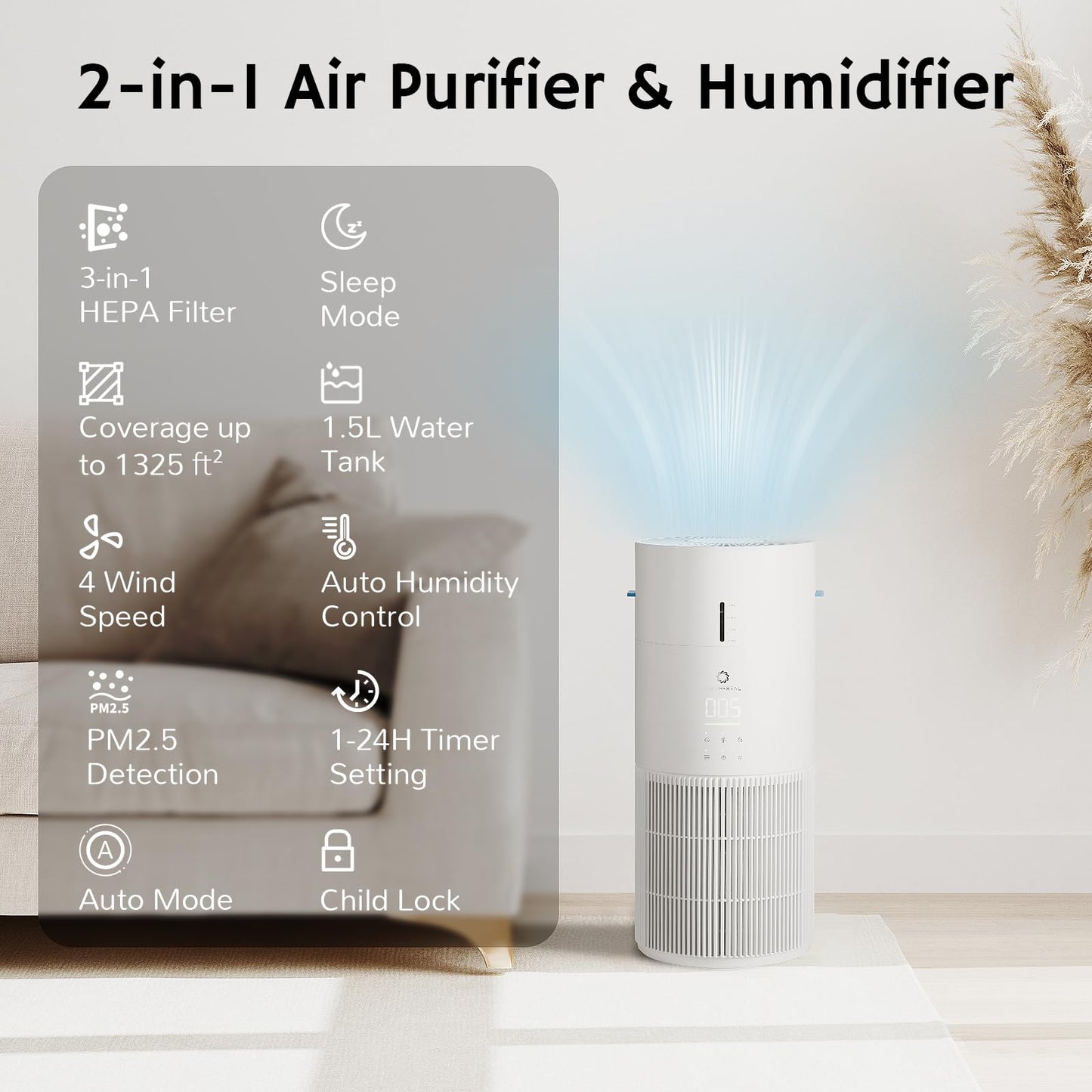 Airthereal Replacement Filter Set for AEH300 2 in 1 Air Purifier with Humidifier, Include 1-Pack HEPA Air Filter & 2-Pack Humidifier Filters, Ensures Clean Air & Optimal Humidification