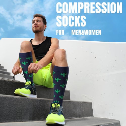 Bropite Compression Socks - 20-30 mmHg Circulation Support for Men & Women | 8 Pairs for Running, Travel & Yoga